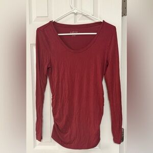 Women's Comfy Cute Maternity Red Plain Long Sleeve Top by A:Glow- Size XS